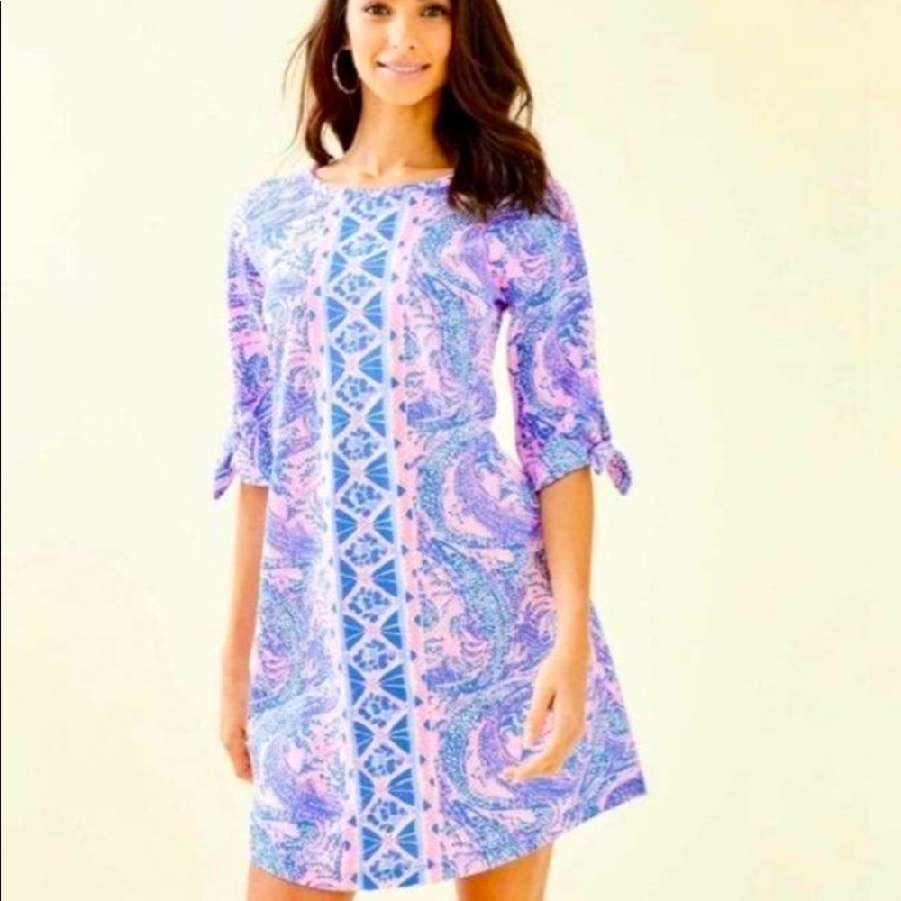 Lilly Pulitzer Women's Preston Dress in Coastal Blue Maybe Gator - M